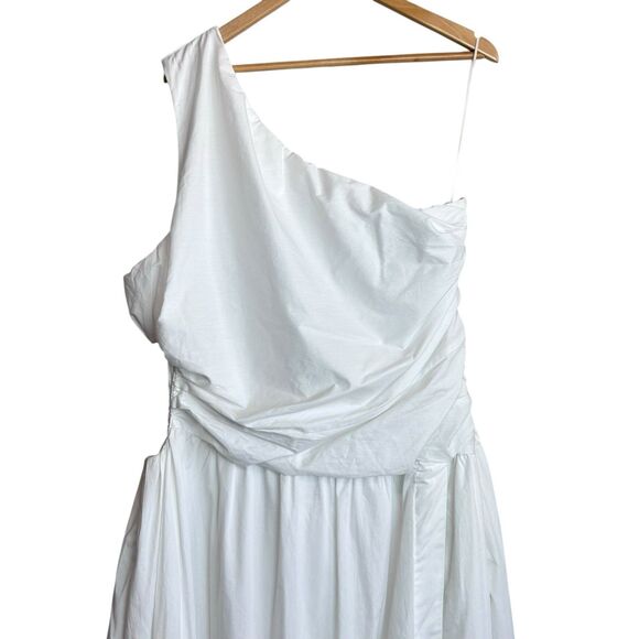 Abercrombie & Fitch Maxi Dress Size XL White One Shoulder Cutout High Slit - Picture 4 of 7